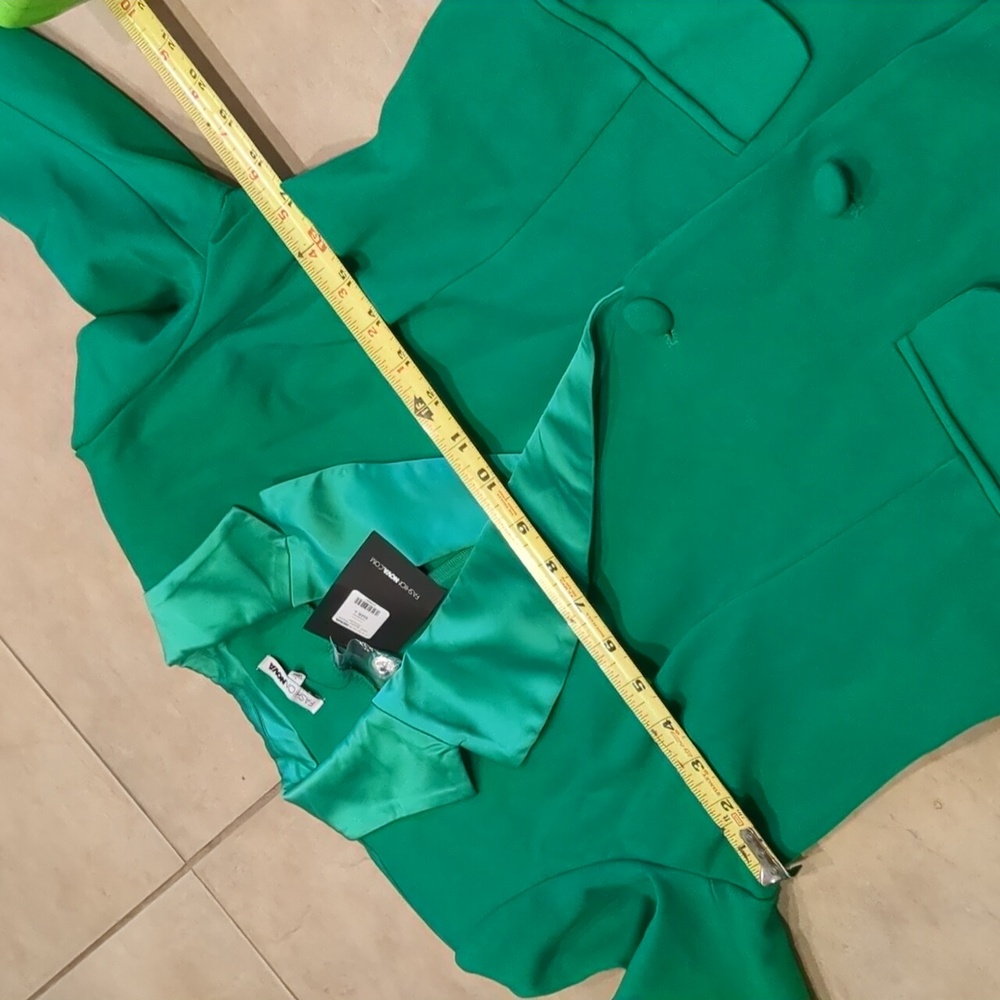 Fashion Nova Green Satin-Trim Blazer Midi Dress - Picture 3 of 4